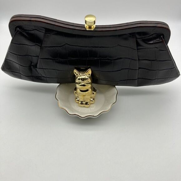 Banana Republic Brown Cow Leather Animal Print Clutch - Picture 1 of 9